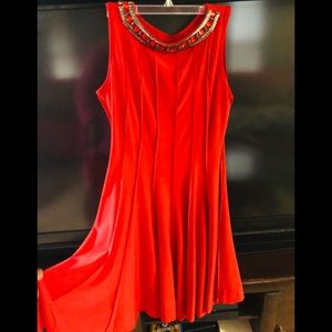 Red embellished dress